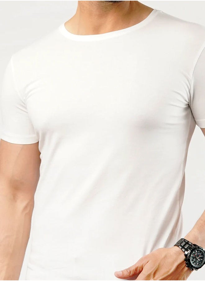 UNDERSHIRT COTTON LYCRA - (WHITE)