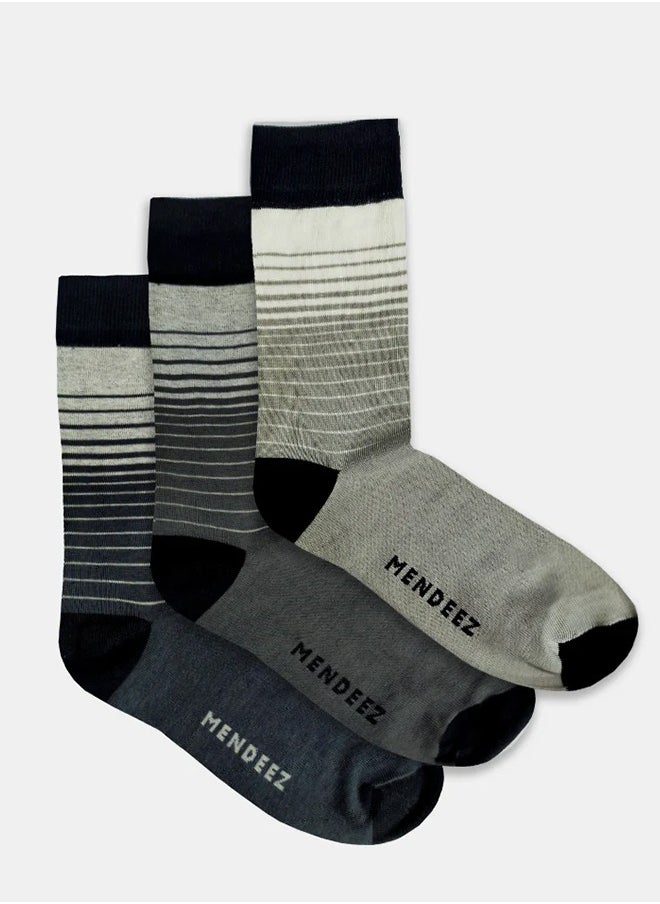 Mendeez Mens Pack of 3 Printed Crew Socks