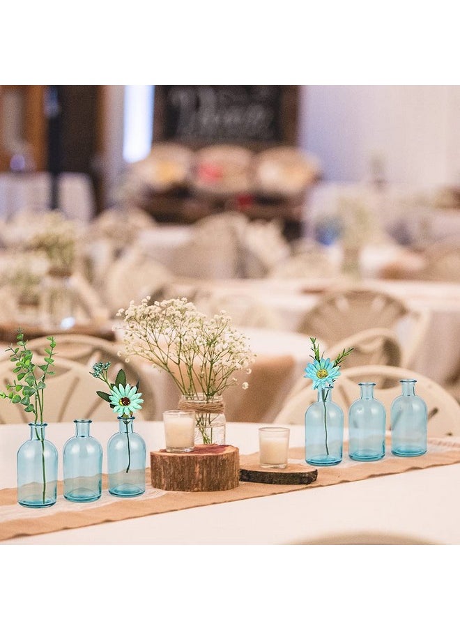 6-Pack Glass Bud Vase, Apothecary Bottle Vase, Decorative Glass Bottle For Wedding Centerpiece, Home Decor (Blue)