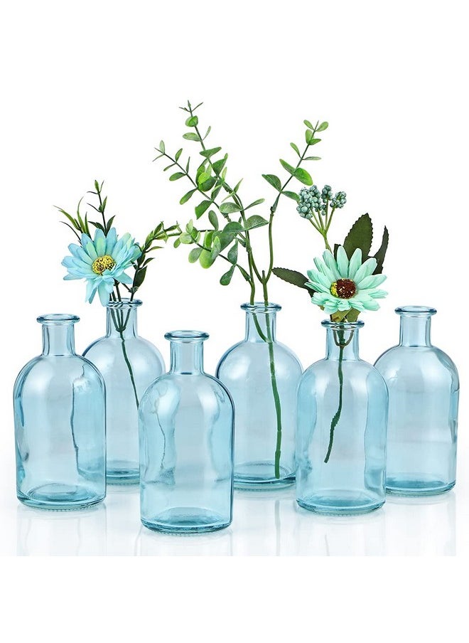 6-Pack Glass Bud Vase, Apothecary Bottle Vase, Decorative Glass Bottle For Wedding Centerpiece, Home Decor (Blue)