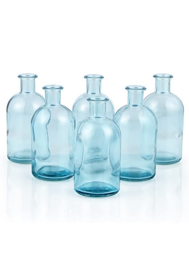 6-Pack Glass Bud Vase, Apothecary Bottle Vase, Decorative Glass Bottle For Wedding Centerpiece, Home Decor (Blue)