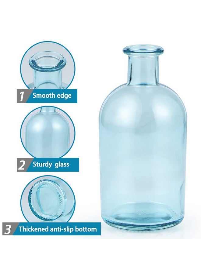 6-Pack Glass Bud Vase, Apothecary Bottle Vase, Decorative Glass Bottle For Wedding Centerpiece, Home Decor (Blue)