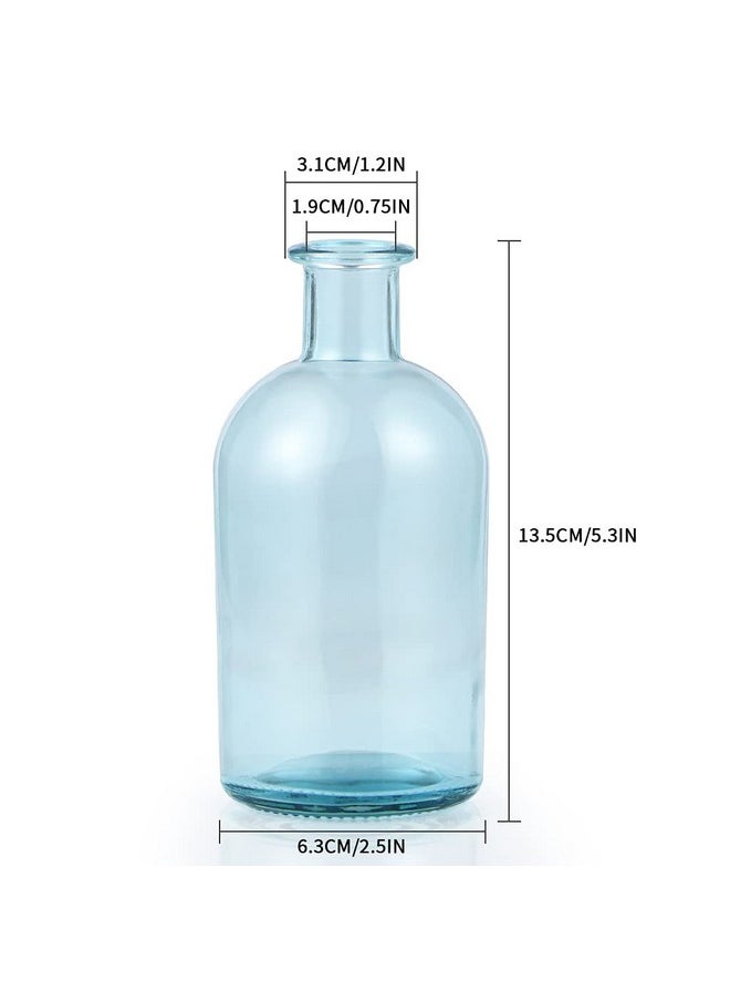 6-Pack Glass Bud Vase, Apothecary Bottle Vase, Decorative Glass Bottle For Wedding Centerpiece, Home Decor (Blue)