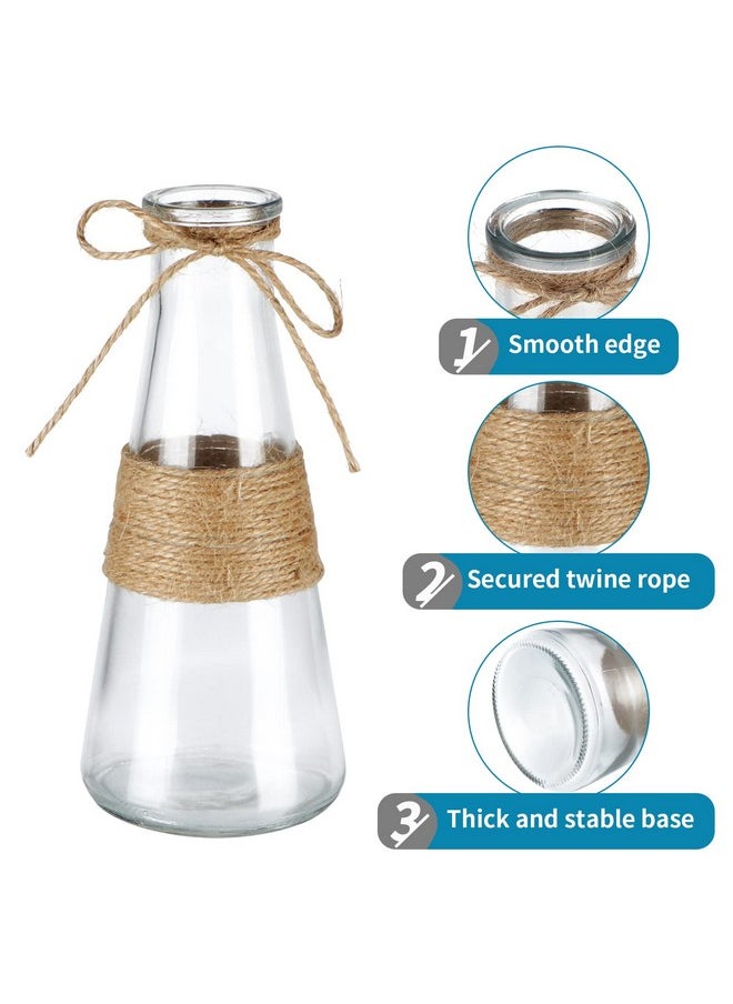 Glass Bud Vase, Decorative Glass Bottle With Rope Net, Different Shapes For Wedding Centerpiece, Party, Home Decor, Set Of 10
