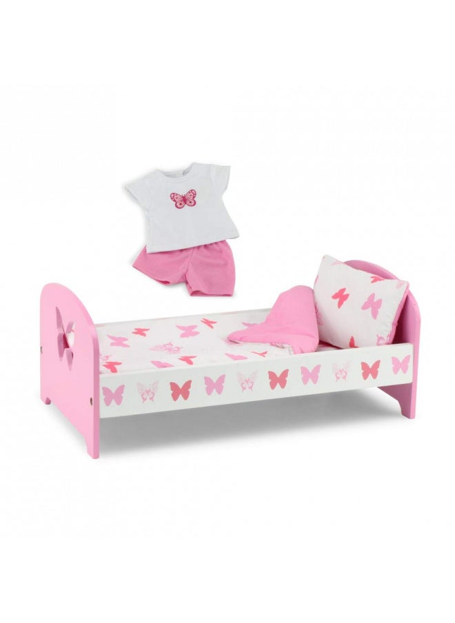 Emily Rose 18-inch Doll Pink Toy Bed & Matching Doll PJs! - Butterfly | 18