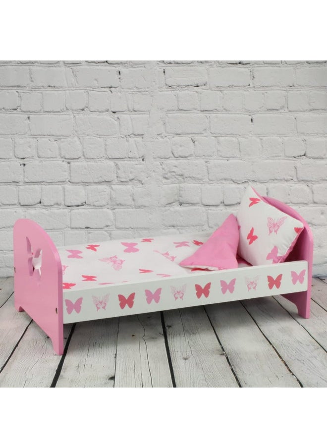 Emily Rose 18-inch Doll Pink Toy Bed & Matching Doll PJs! - Butterfly | 18