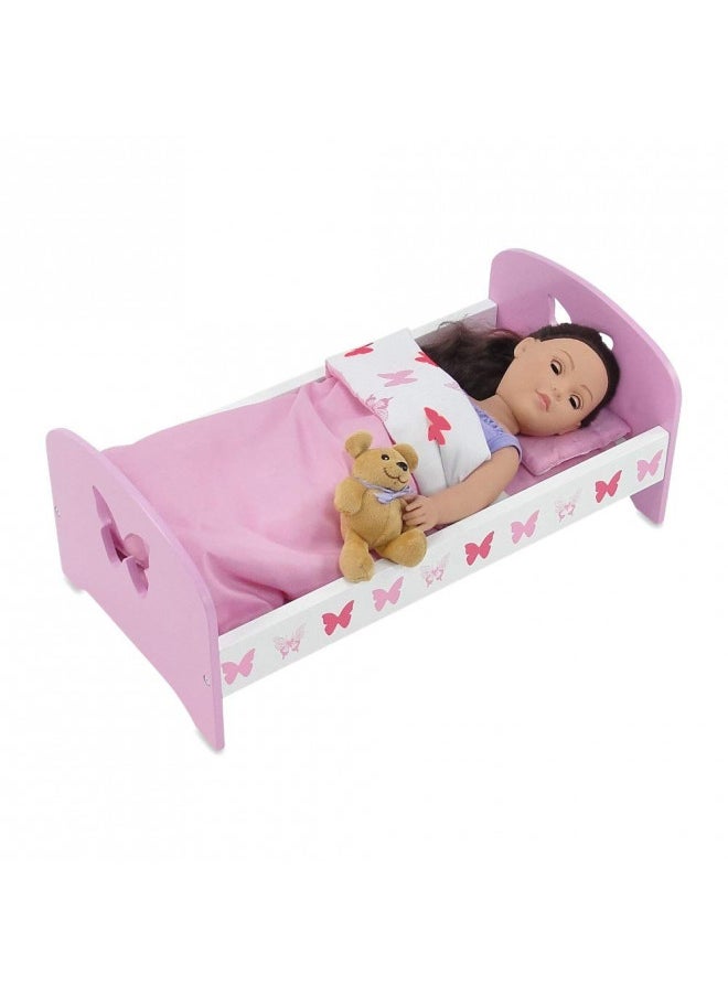 Emily Rose 18-inch Doll Pink Toy Bed & Matching Doll PJs! - Butterfly | 18