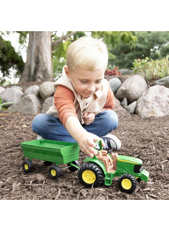 John Deere Kids Tractor Toy with Flarebox Wagon Set - 8 Inches - John Deere Tractor Toys for Kids - Toddler Toys Ages 3 and Up