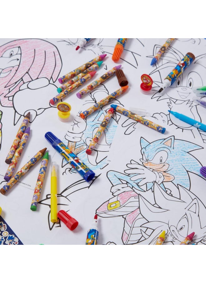 Innovative Designs Sonic The Hedgehog Coloring Art Set for Kids with Stickers and Stampers, 150+ Pieces