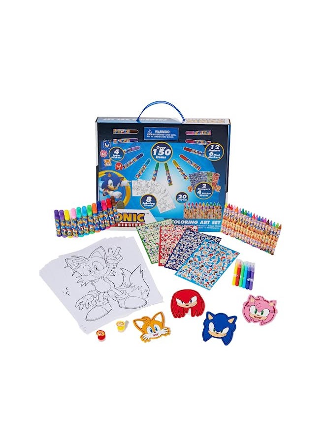 Innovative Designs Sonic The Hedgehog Coloring Art Set for Kids with Stickers and Stampers, 150+ Pieces