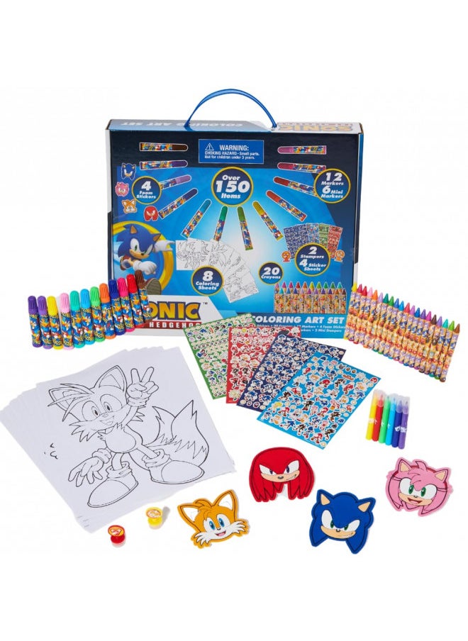 Innovative Designs Sonic The Hedgehog Coloring Art Set for Kids with Stickers and Stampers, 150+ Pieces