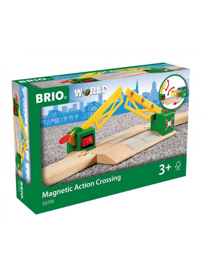 BRIO World 33750 - Magnetic Action Crossing - Wooden Toy Train Accessory for Kids Ages 3 and Up