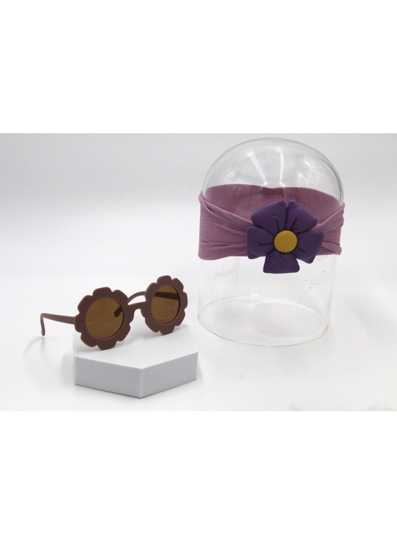 Amirah Glasses and Flower Headband Set For Babies and Girls - Purple