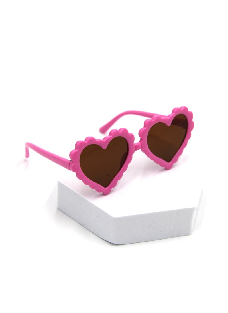 Yasmin Heart Shaped Glasses and Bow Barrette Clip Set For Babies and Girls - Hot Pink