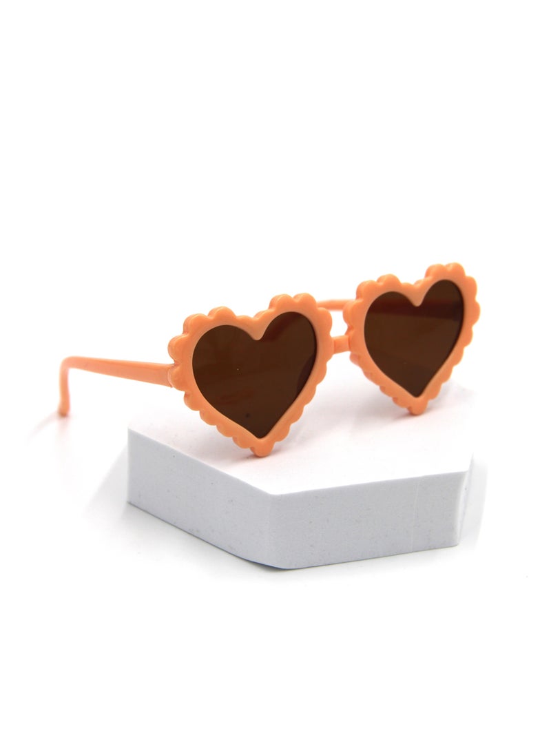 Yasmin Heart Shaped Glasses and Bow Barrette Clip Set For Babies and Girls - Peach