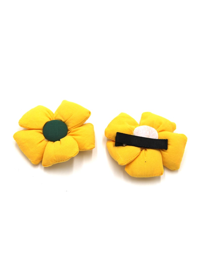 Aida Glasses and Flower Shaped Clip Set For Babies and Girls - Yellow