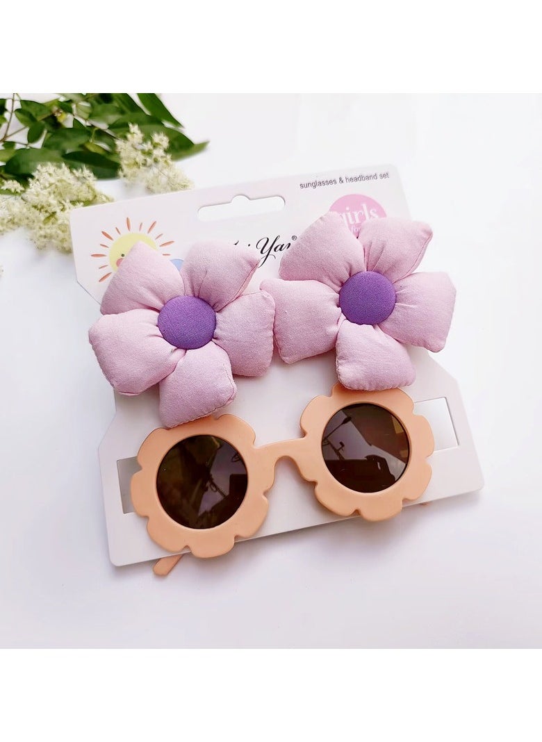 Aida Glasses and Flower Shaped Clip Set For Babies and Girls - Baby Pink