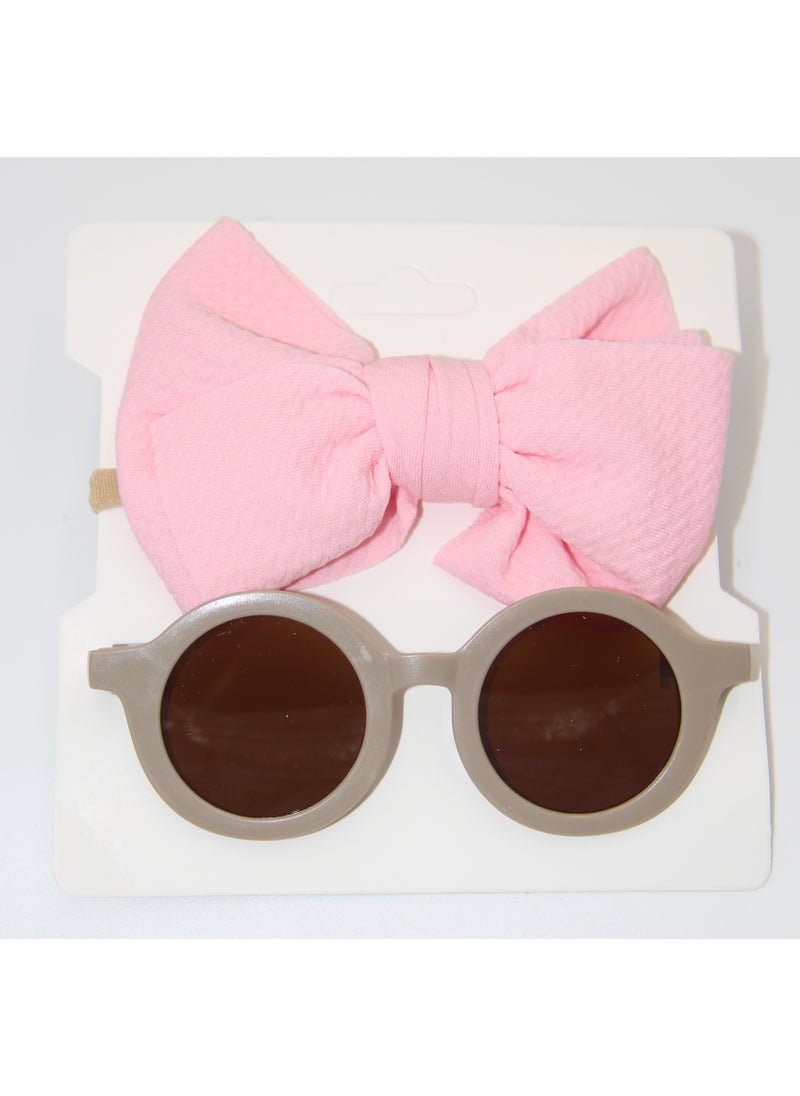 Aya Glasses and Flower Shaped Clip Set For Babies and Girls - Pink