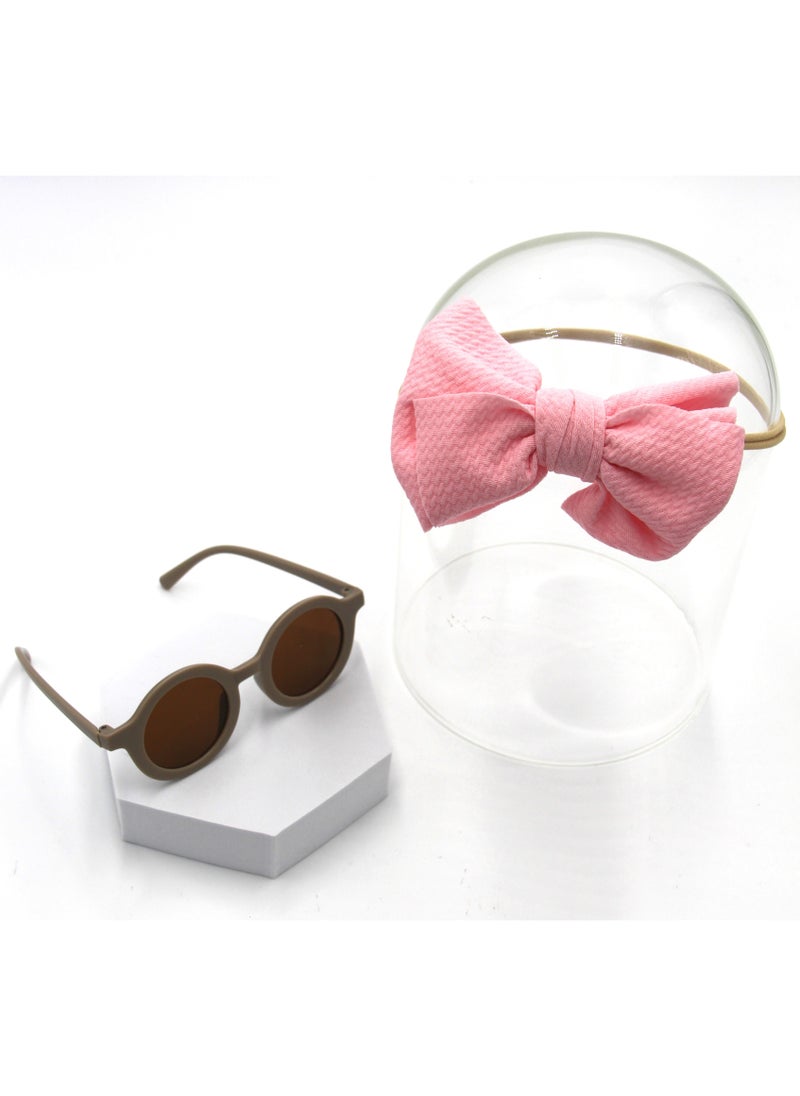 Aya Glasses and Flower Shaped Clip Set For Babies and Girls - Pink