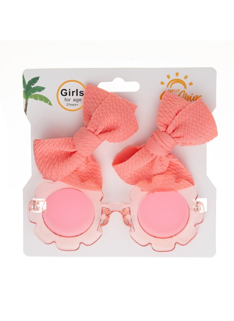 Dana Glasses and Bow Barrette Clip Set For Babies and Girls - Pomelo Pink