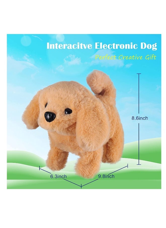 Plush Interactive Toy, Electronic Pet, Plush Golden Retriever Toy Puppy Electronic Interactive Pet Dog, Can Walking, Barking, Tail Wagging, Stretching, Companion Animal for Kids (Golden Labrador)