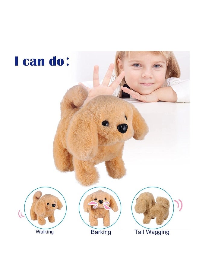 Plush Interactive Toy, Electronic Pet, Plush Golden Retriever Toy Puppy Electronic Interactive Pet Dog, Can Walking, Barking, Tail Wagging, Stretching, Companion Animal for Kids (Golden Labrador)