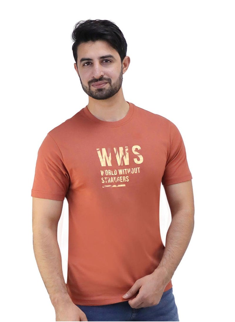 Men's Cotton Jersey Crewneck Short Sleeve Slim Fit WWS Print Tee