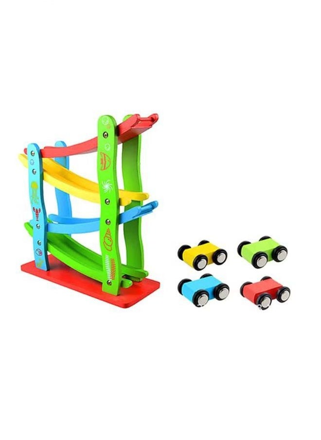 4-layer children's wooden track sliding racing track