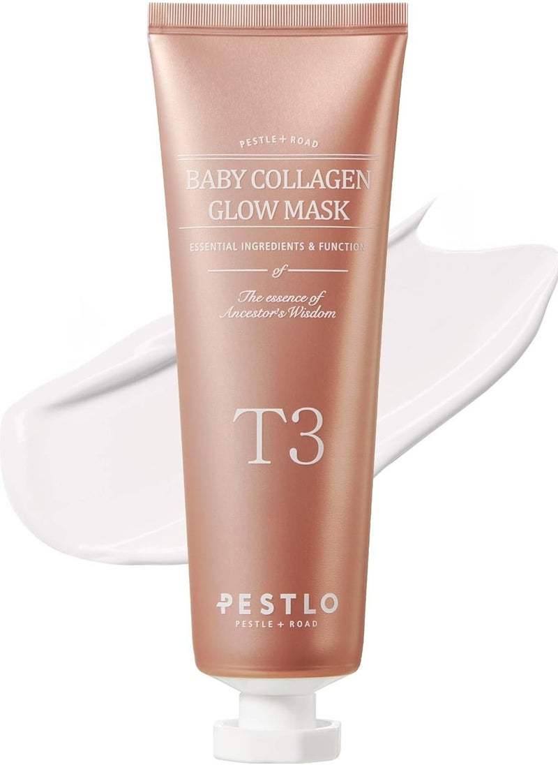 Baby Collagen Glow Mask - Korean Face Mask Skincare for Elasticity, Firmness, Radiant Skin, Pore Care, Infused with Reallagen, Aginon, Volufiline