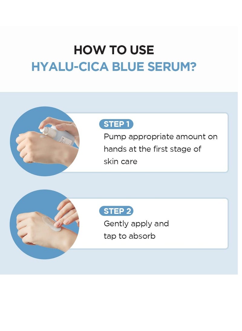 Hyalu-CICA Blue Serum 1.69 fl.oz, 50ml, 5 Layer Hyaluronic Acid Cica Niacinamide, Hydrating and Refreshing Multi-Care Solutions Blue
