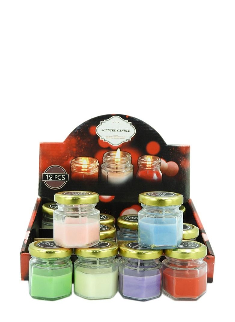 Scented Jar Candles (Set of 12 PCS) Handmade with Fragrance - Multi Scents