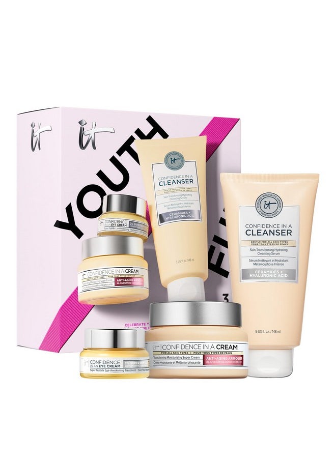 Celebrate Youthful Hydration Anti-Aging Skincare Set ($141 Value) - 3-Piece Full Size Gift Set For Women With Hydrating Face Moisturizer, Facial Cleanser & Under Eye Cream