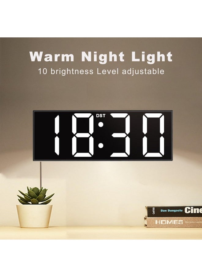 12'' Large Digital Wall Clock With Remote Control, Big Led Screen Dispaly, 8 Rgb Colors, Dst, Night Light For Living Room, Bedroom, Gift For Elderly (Black)