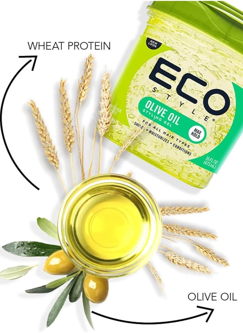 Style ECOCO Style Gel Olive Oil 100 percent Pure Olive Oil Adds Shine And Tames Split Ends Weightless Style Nourishes And Repairs Adds Moisture To The Scalp Superior Hold Healthy Shine 16 Oz