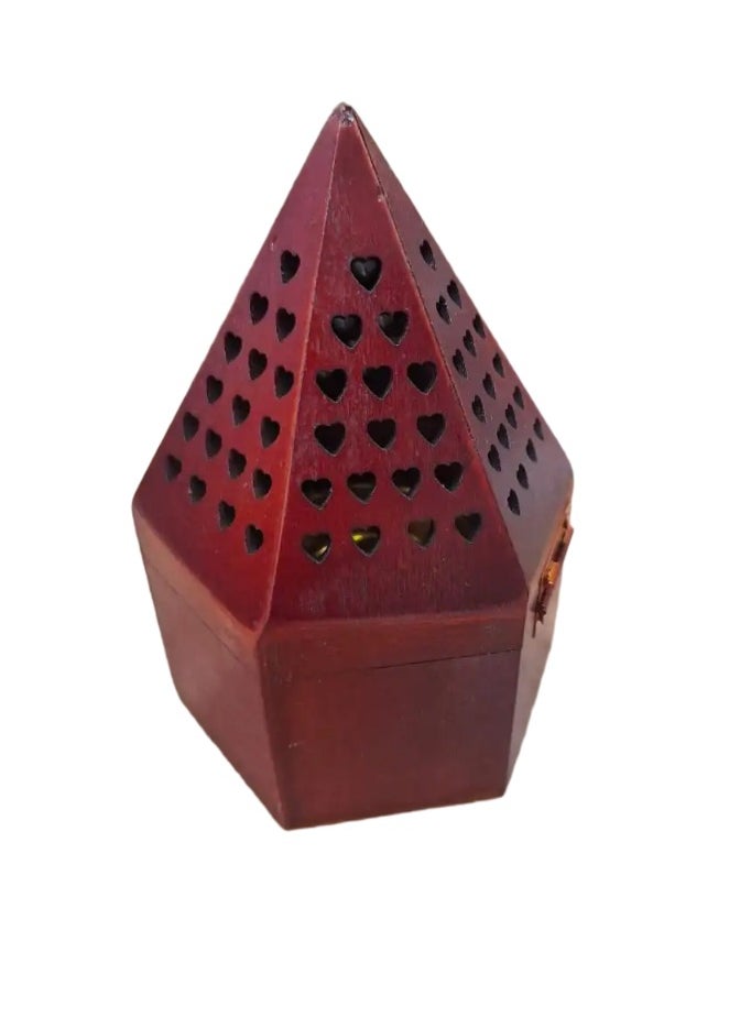 Pyramid Shaped Wooden Bakhoor Burner – Elegant Incense Holder for Aromatherapy, Traditional Arabic Scent, Home Fragrance, Natural Wood, Decorative Piece