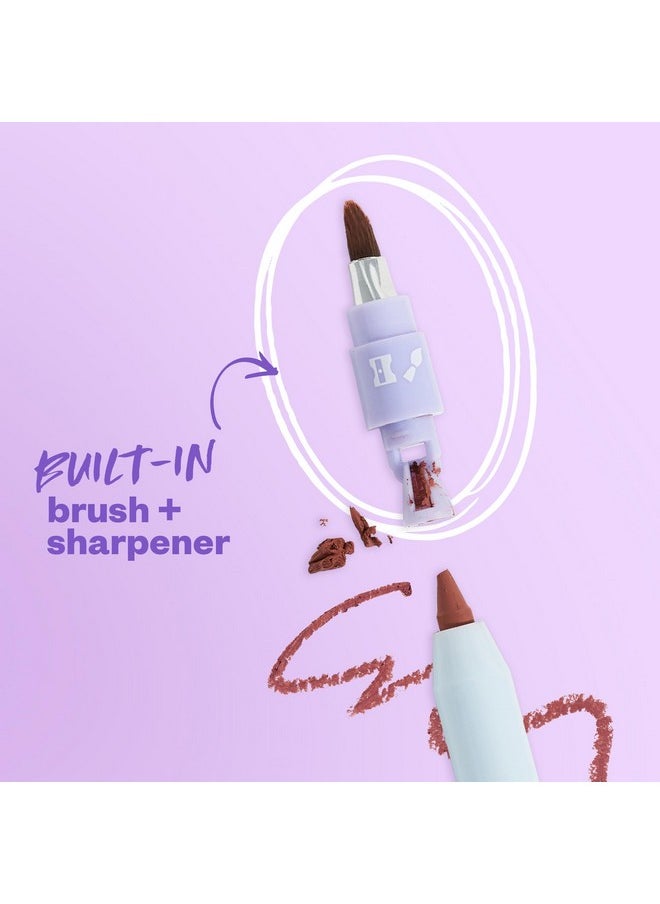 Hotliner Retractable Lip Liner Pencil With Built-In Brush & Sharpener - Easy Contouring, Hydrating, Long-Lasting - Pigmented Creamy Texture For Plumping Lips - Hyaluronic Acid & Konjac- Beyond