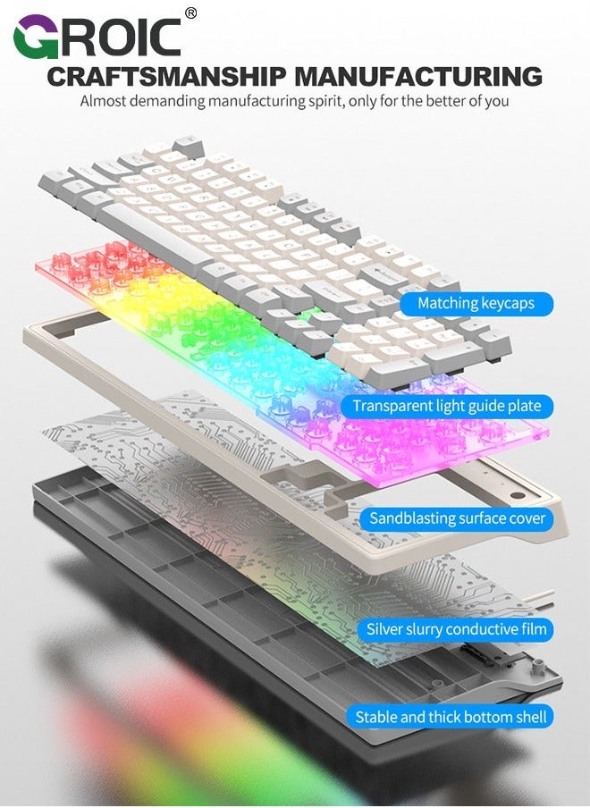 Blue Gaming Keyboard, RGB Backlit 98 Key Ergonomic Waterproof Mechanical Feeling Office Computer Keyboard for PC, MAC, PS4, Xbox ONE Gamer