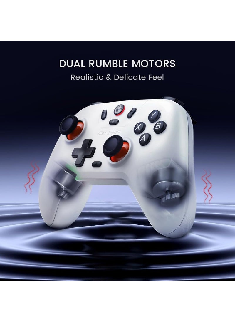 Classic Wireless Gamepad GameSir Nova Lite 2.4G Receiver Multiplatform Bluetooth Game Controller for PC, Steam, Switch, iOS, Android Hall Effect Sticks Dual Rumble Motor Precision-Tuned Analog Triggers 600mAh Battery White