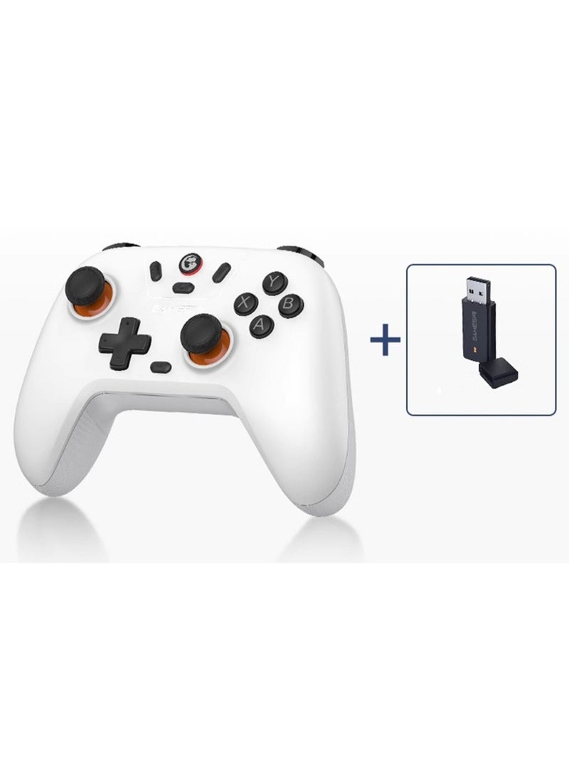 Classic Wireless Gamepad GameSir Nova Lite 2.4G Receiver Multiplatform Bluetooth Game Controller for PC, Steam, Switch, iOS, Android Hall Effect Sticks Dual Rumble Motor Precision-Tuned Analog Triggers 600mAh Battery White