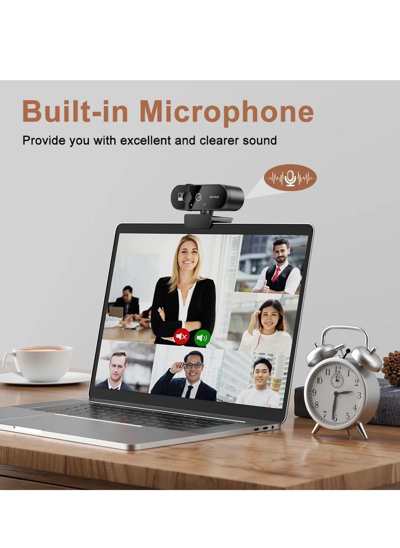 Xria Webcam 2K Resolution With Microphone Privacy Cover and Autofocus Function Mini Usb Camera To Computer Full Hd For PC Mac Laptop