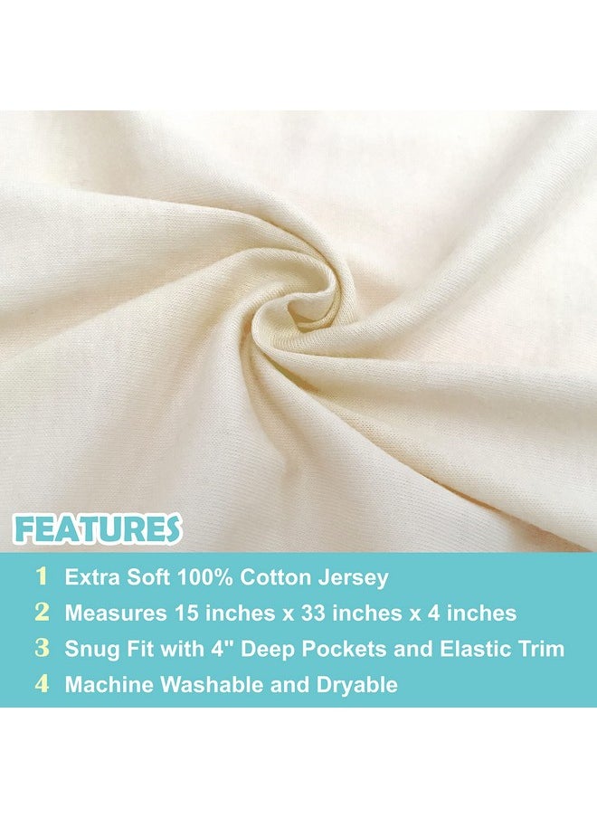 100% Natural Breathable Cotton Jersey Knit Fitted Bassinet Sheet, Cream, 15