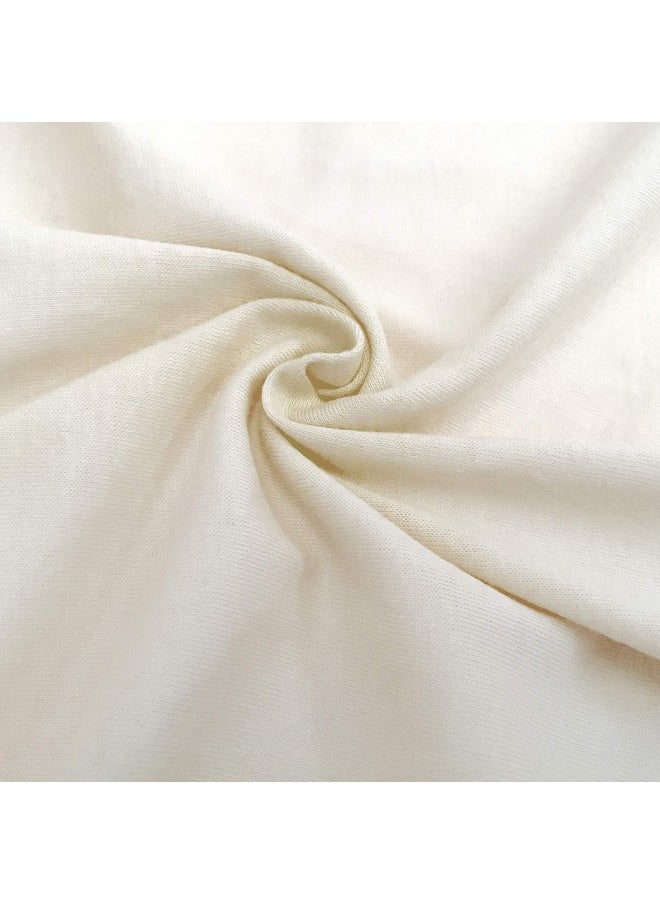 100% Natural Breathable Cotton Jersey Knit Fitted Bassinet Sheet, Cream, 15