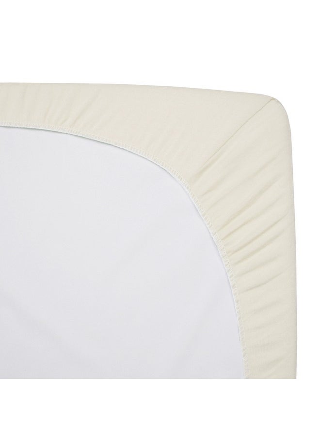 100% Natural Breathable Cotton Jersey Knit Fitted Bassinet Sheet, Cream, 15