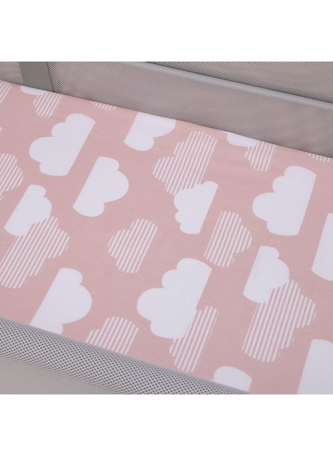 Skip Hop Cozy-Up 2-In-1 Bedside Sleeper Pink And White Clouds 100% Cotton Fitted Bassinet Sheet