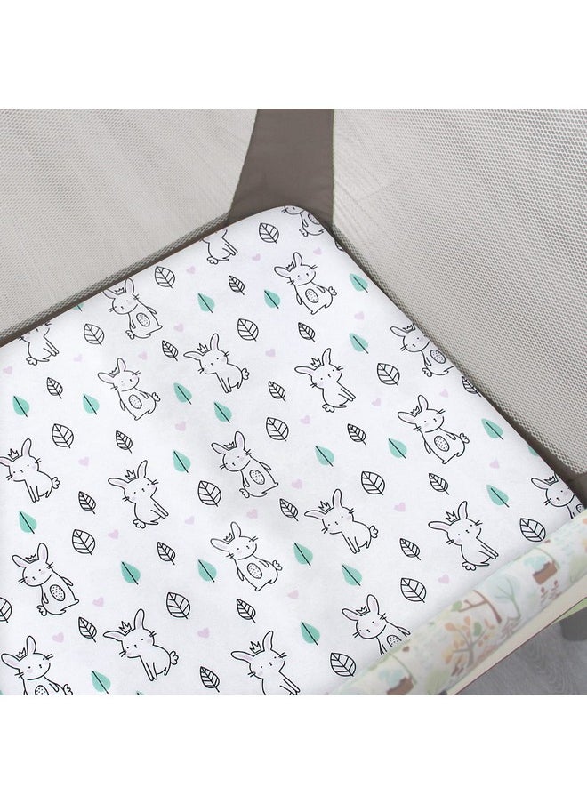 Pack And Play Sheets, 2 Pack Mini Crib Sheets, Stretchy Playard Fitted Sheet, Compatible With Graco Pack N Play, Soft And Breathable Material, Stars & Bunny