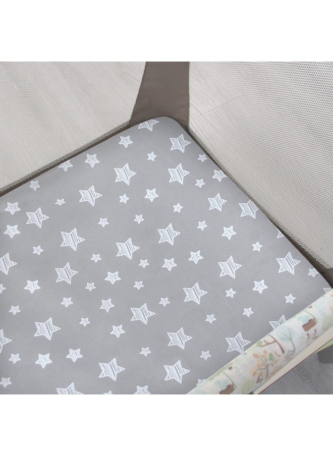 Pack And Play Sheets, 2 Pack Mini Crib Sheets, Stretchy Playard Fitted Sheet, Compatible With Graco Pack N Play, Soft And Breathable Material, Stars & Bunny