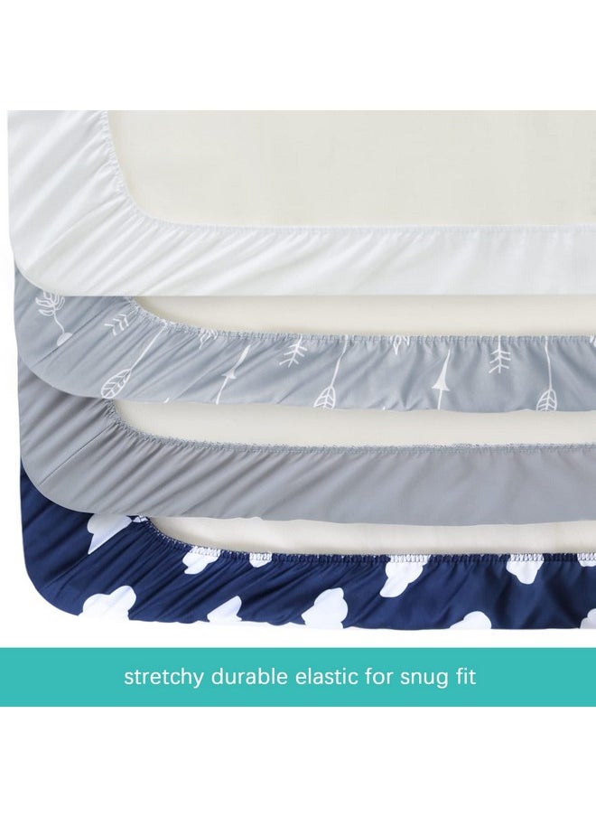 Baby Bassinet Sheets 4 Pack Compatible With Besrey, Bellababy, Foalom, Fodoss, Miclassic, Milliard And Tcbunny Bassinet, Ultra Soft & Skin-Friendly, Grey Print