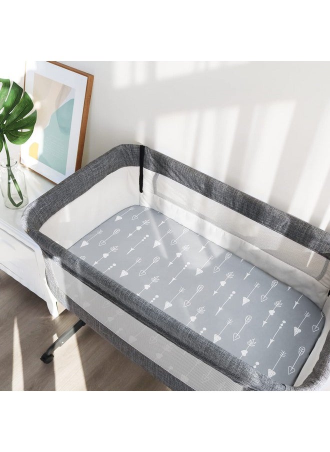 Baby Bassinet Sheets 4 Pack Compatible With Besrey, Bellababy, Foalom, Fodoss, Miclassic, Milliard And Tcbunny Bassinet, Ultra Soft & Skin-Friendly, Grey Print