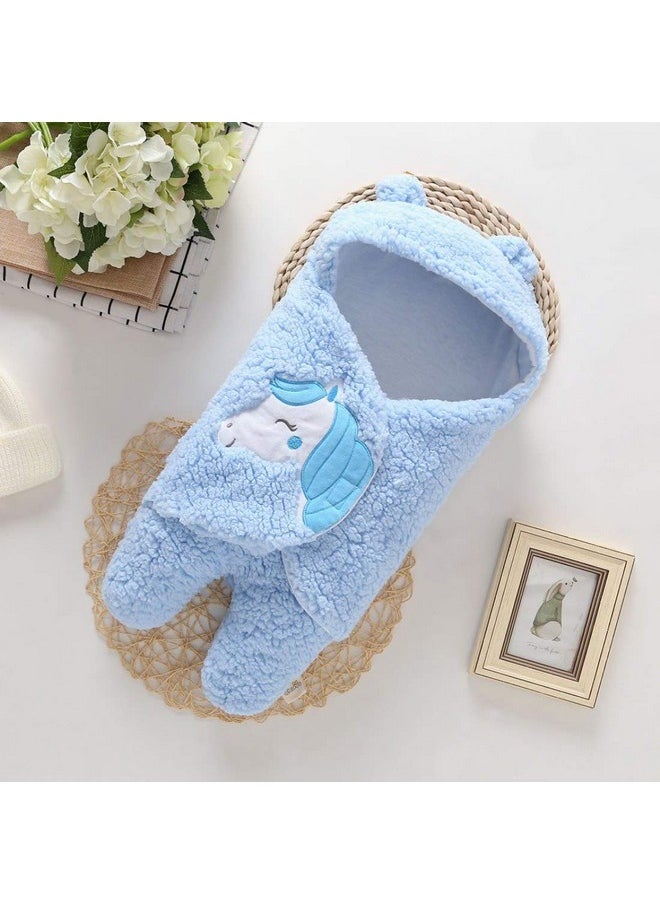 Baby Blankets New Born Combo Of Hooded Wrapper Cum Baby Sleeping Bag,(3-6 Months) Red & Sky Blue, Pack Of 2