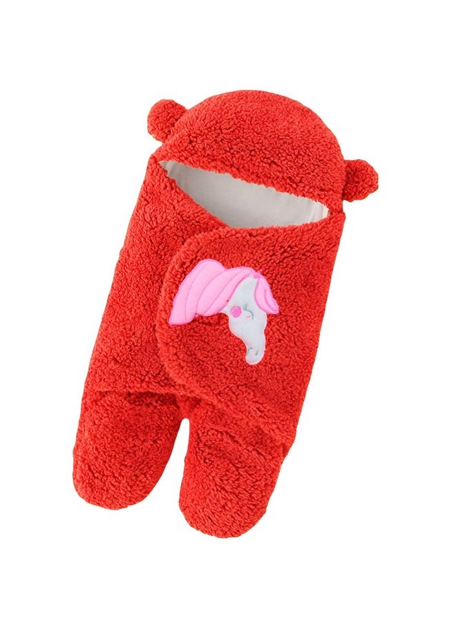 Baby Blankets New Born Combo Of Hooded Wrapper Cum Baby Sleeping Bag,(3-6 Months) Red & Sky Blue, Pack Of 2